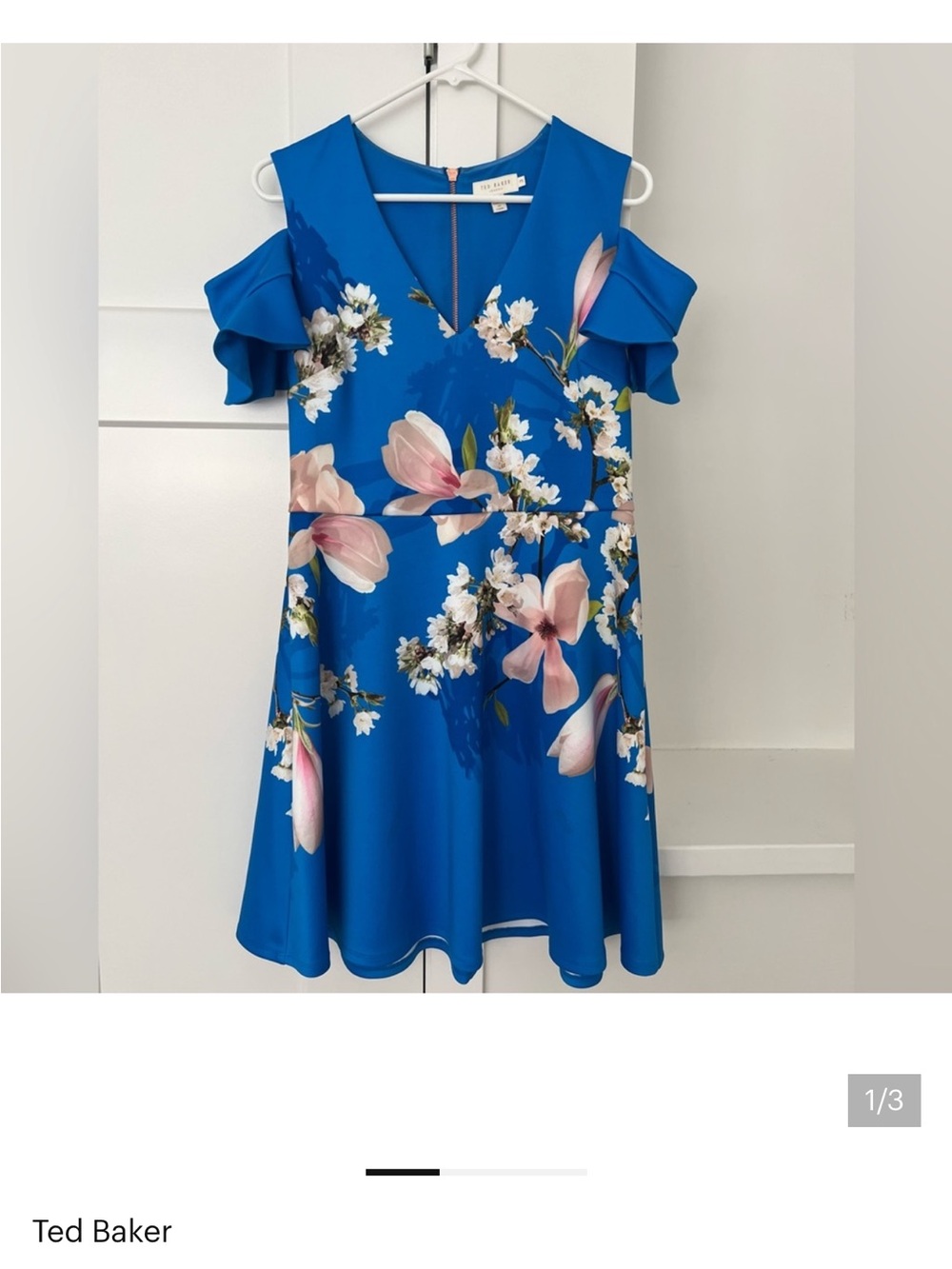 Ted Baker Royal Blue Floral Cold-Shoulder Kids Dress